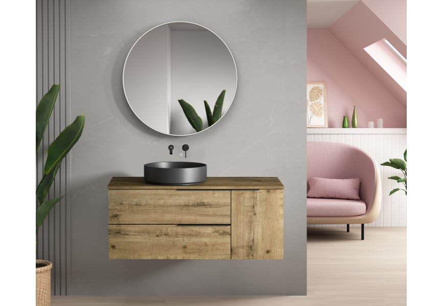 Meuble de salle de bains avec plan de toilette en bois Coban Bruntec principal 0