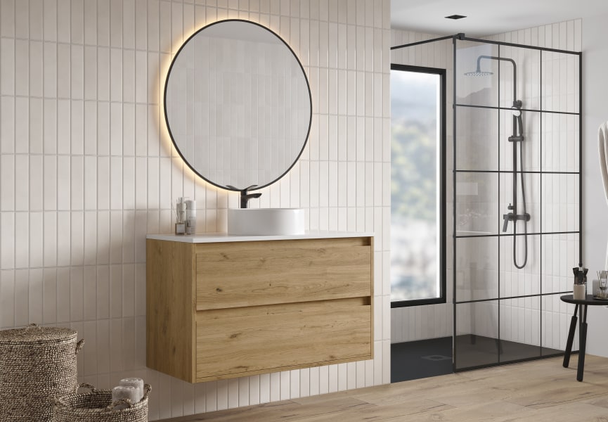Meuble de salle de bains Artemisa Bruntec avec plan de toilette Compact Pierre blanc principal 0