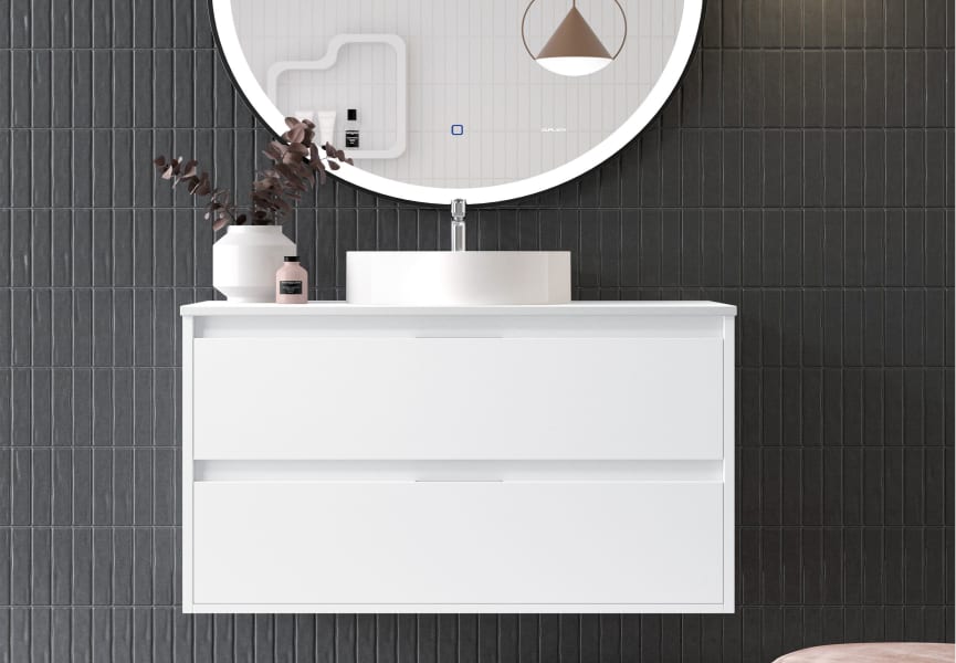Meuble de salle de bains Artemisa Bruntec avec plan de toilette Compact Pierre blanc environnement 9