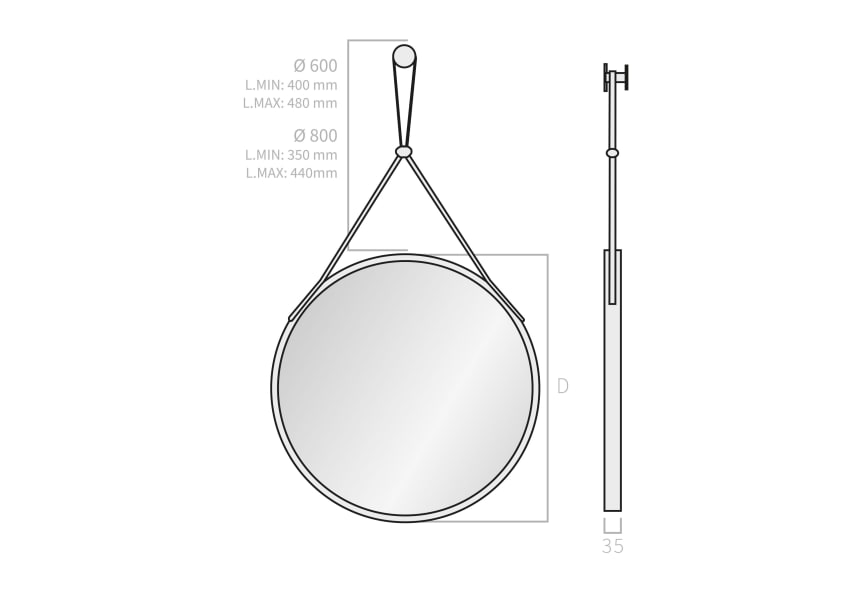 Miroir de salle de bains Brento Bruntec croquis 4