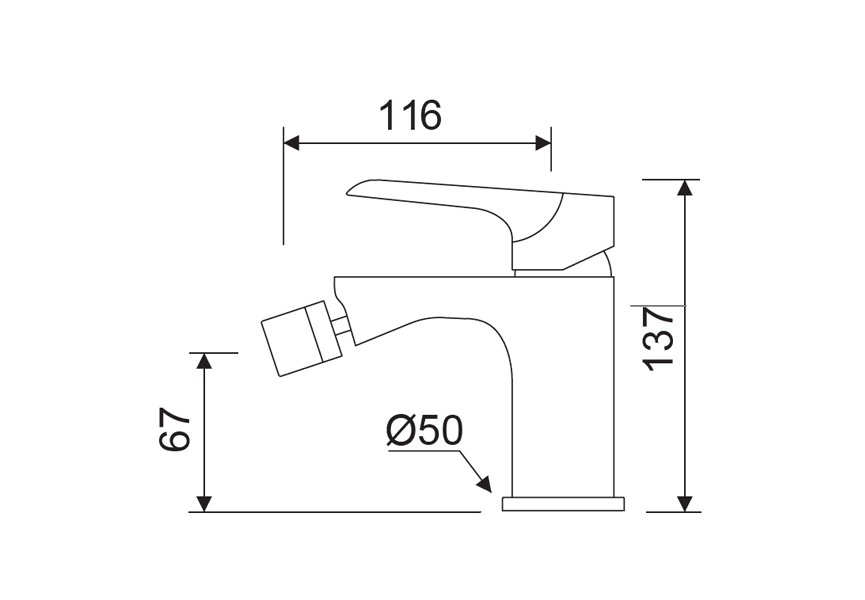 mitigeur de bidet Dann Lluvibath croquis 2