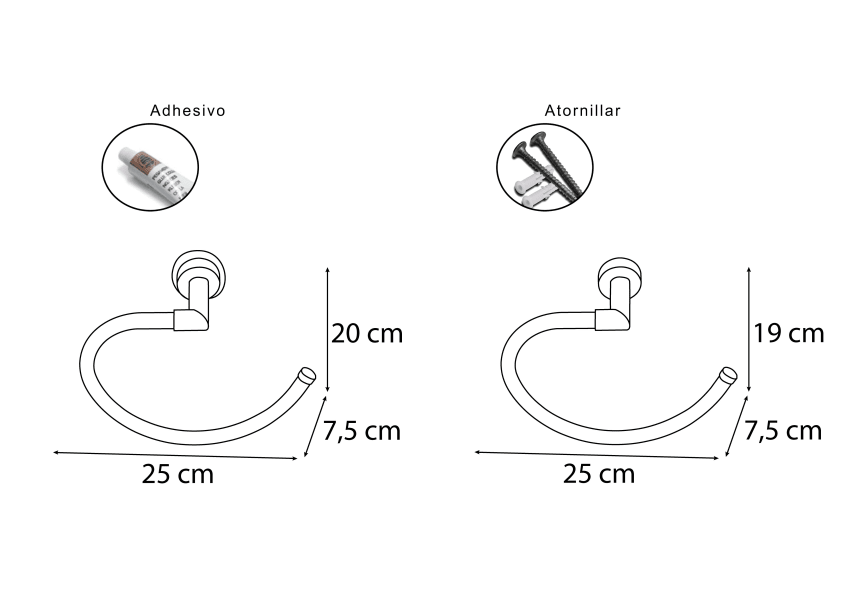 Anneau porte-serviette Tau Mediterranea de baño croquis 1