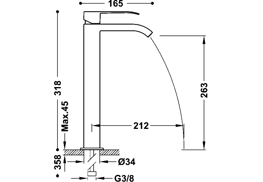 Robinet de lavabo Cuadro Tres croquis 1