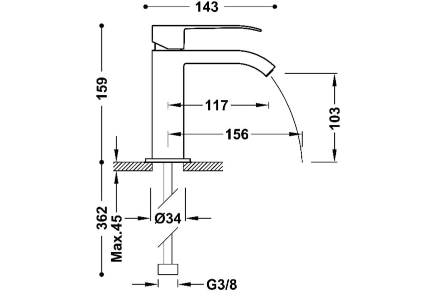 Robinet de lavabo Cuadro Tres croquis 6