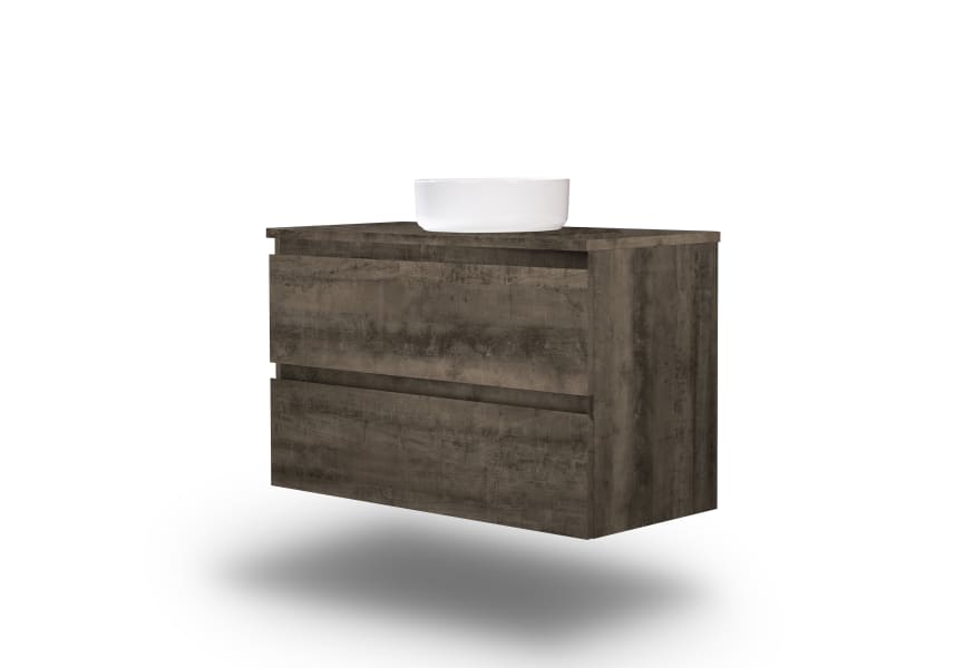 Meuble de salle de bains en bois laminé avec plan de toilette en bois Vilma Bruntec principal 8