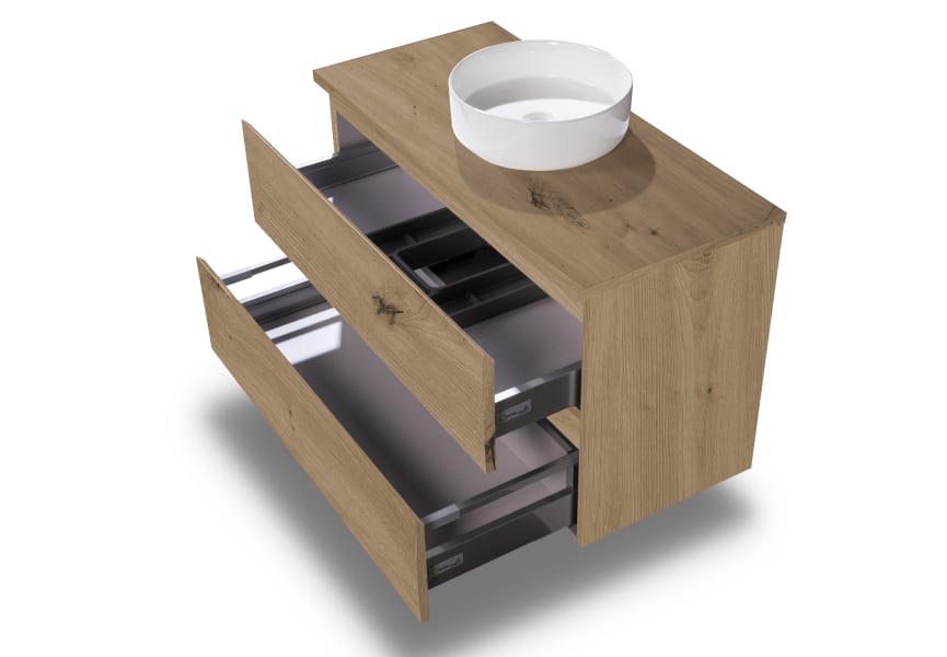 Meuble de salle de bains en bois laminé avec plan de toilette en bois Vilma Bruntec détail 14