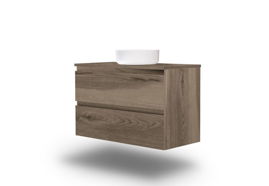 Meuble de salle de bains en bois laminé avec plan de toilette en bois Vilma Bruntec principal 5