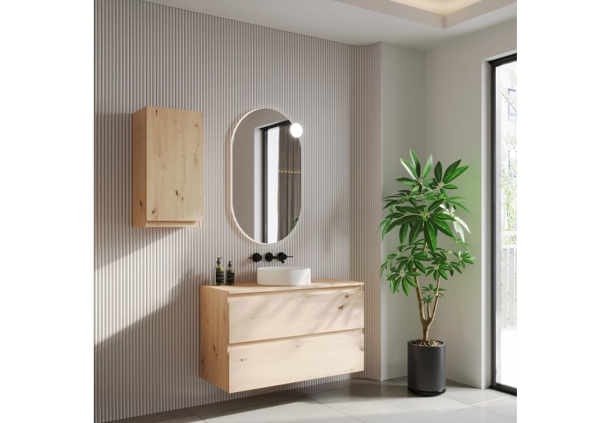 Meuble de salle de bains en bois avec plan de toilette en bois Vilma Bruntec principal 0