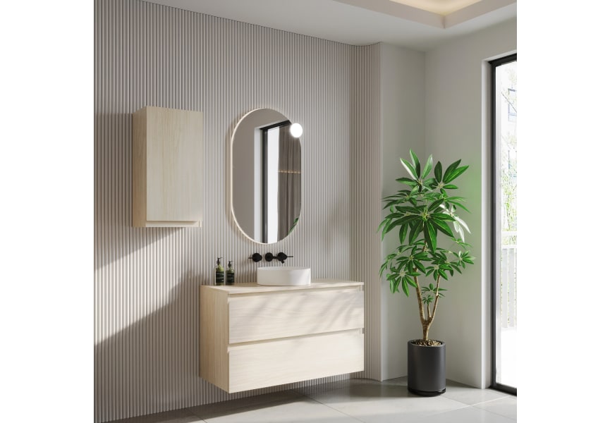Meuble de salle de bains en bois avec plan de toilette en bois Vilma Bruntec principal 2