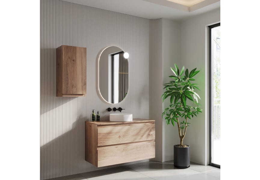 Meuble de salle de bains en bois avec plan de toilette en bois Vilma Bruntec principal 1