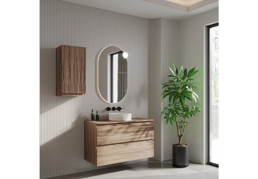 Meuble de salle de bains en bois avec plan de toilette en bois Vilma Bruntec principal 3