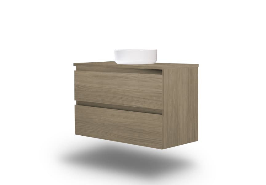 Meuble de salle de bains en bois laminé avec plan de toilette en bois Vilma Bruntec principal 1