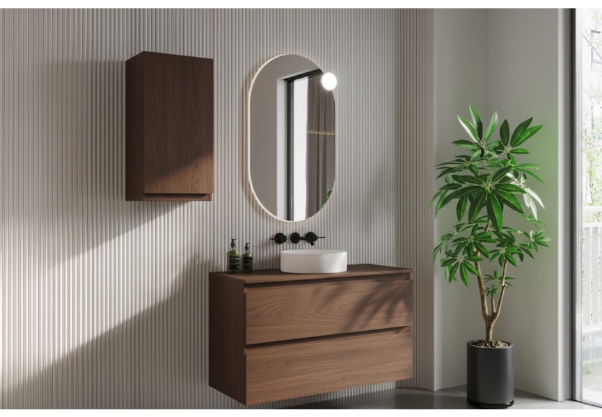 Meuble de salle de bains en bois laminé avec plan de toilette en bois Vilma Bruntec principal 6