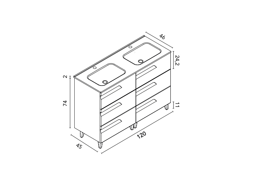 Ensemble de meubles de salle de bains Vitale Royo croquis 11