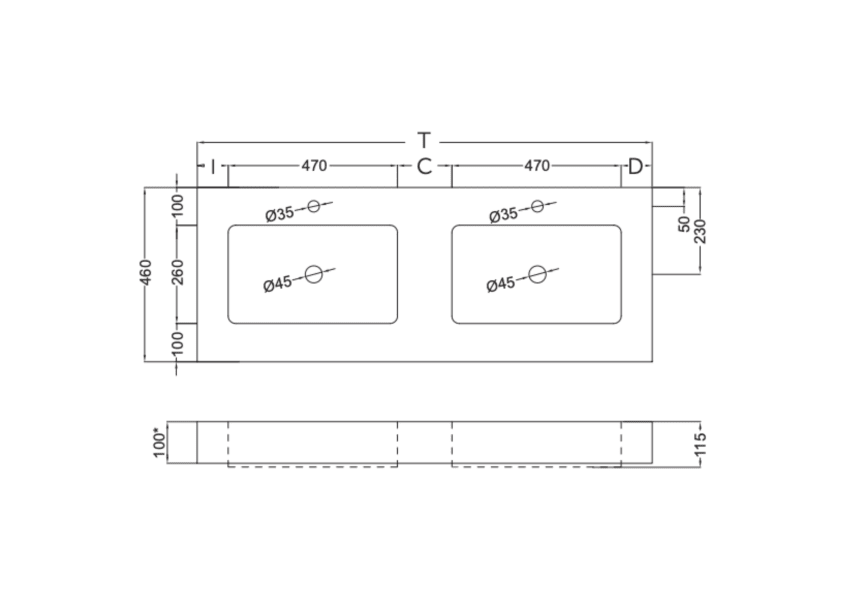 Coycama Ambar bassin suspendu croquis 5