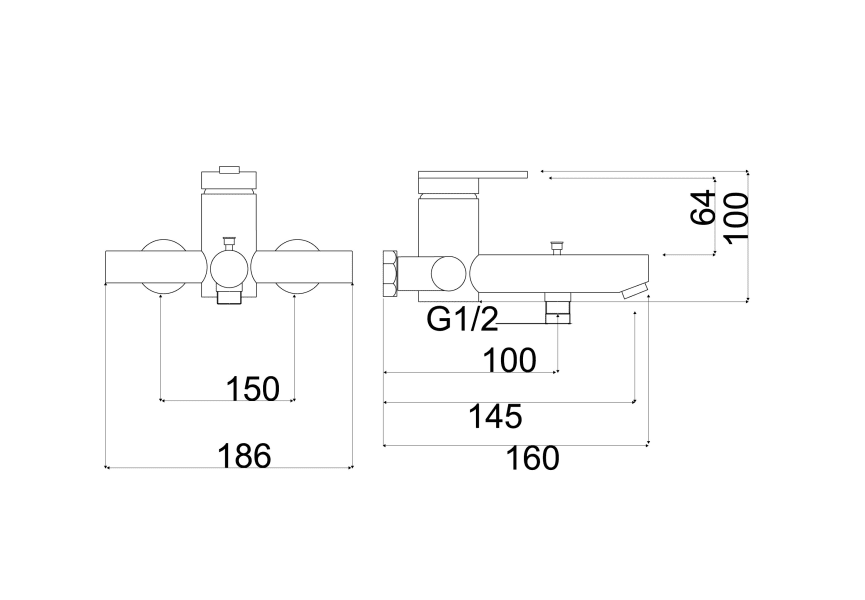 Robinet de baignoire Imex Roma croquis 13