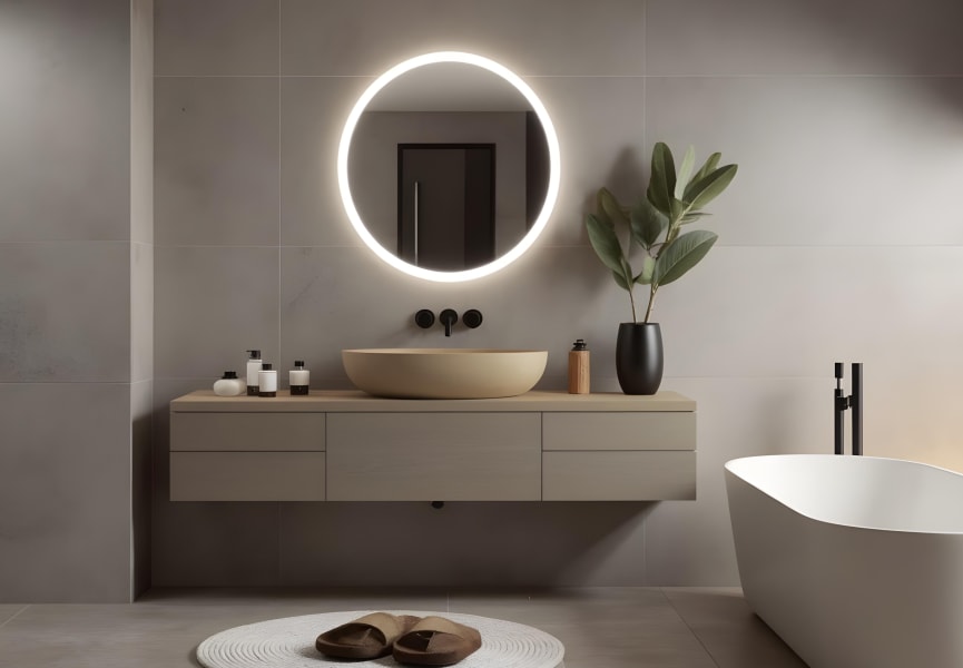 Miroir de salle de bains avec l'éclairage LED « Moon » de Bruntec environnement 2