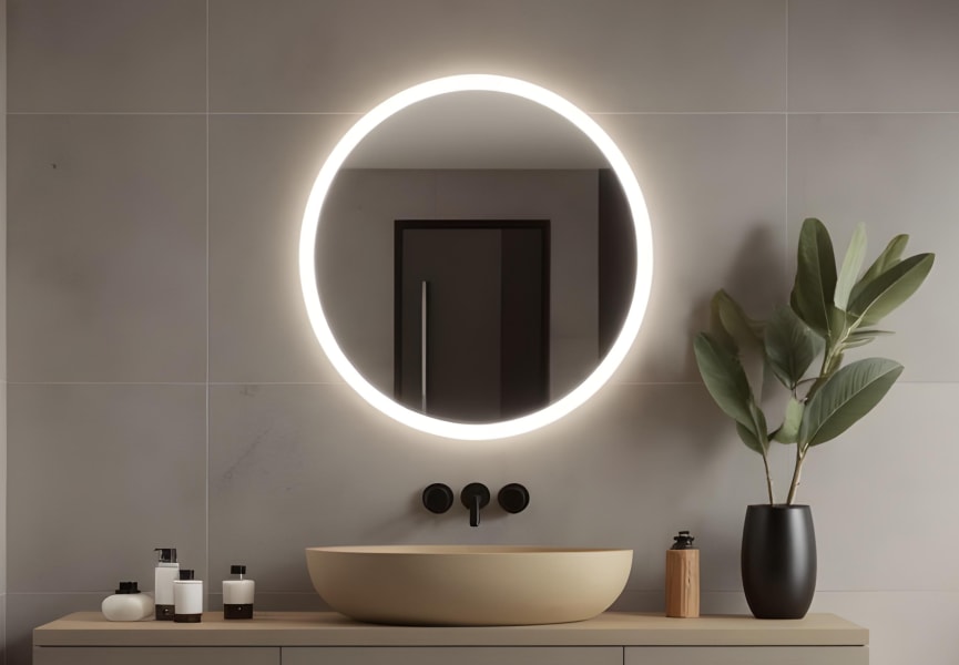 Miroir de salle de bains avec l'éclairage LED « Moon » de Bruntec principal 0