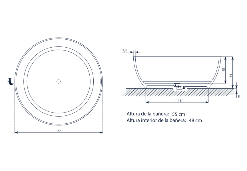 Baignoire autoportante Aral Baños 10 croquis 6