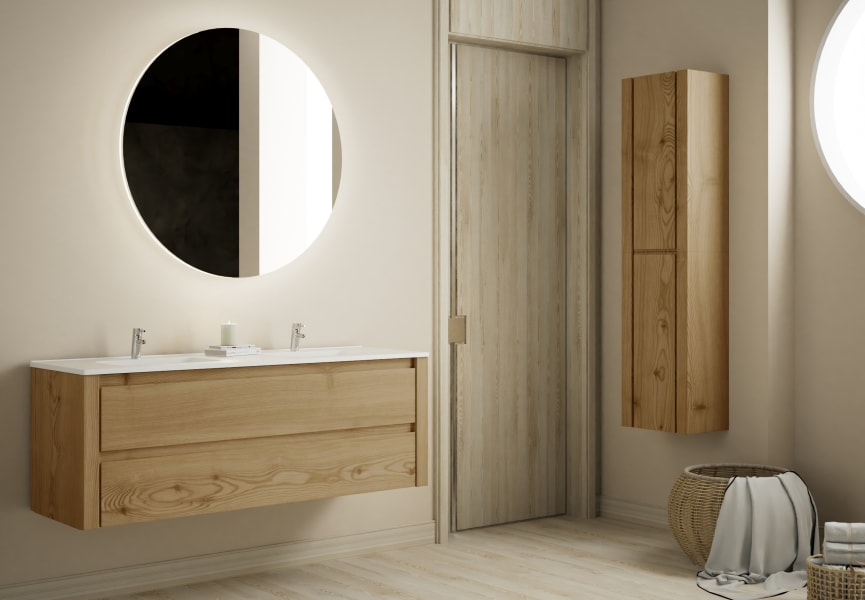 Ensemble de meubles de salle de bains en bois massif Laponia Bruntec principal 1