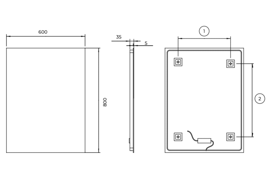 Miroir de salle de bain avec éclairage LED Suecia Ledimex croquis 12