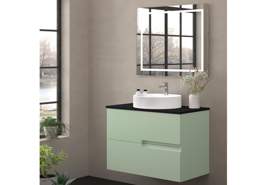 Meuble de salle de bains avec plan de toilette en pierre compacte noire Lia Bruntec principal 8