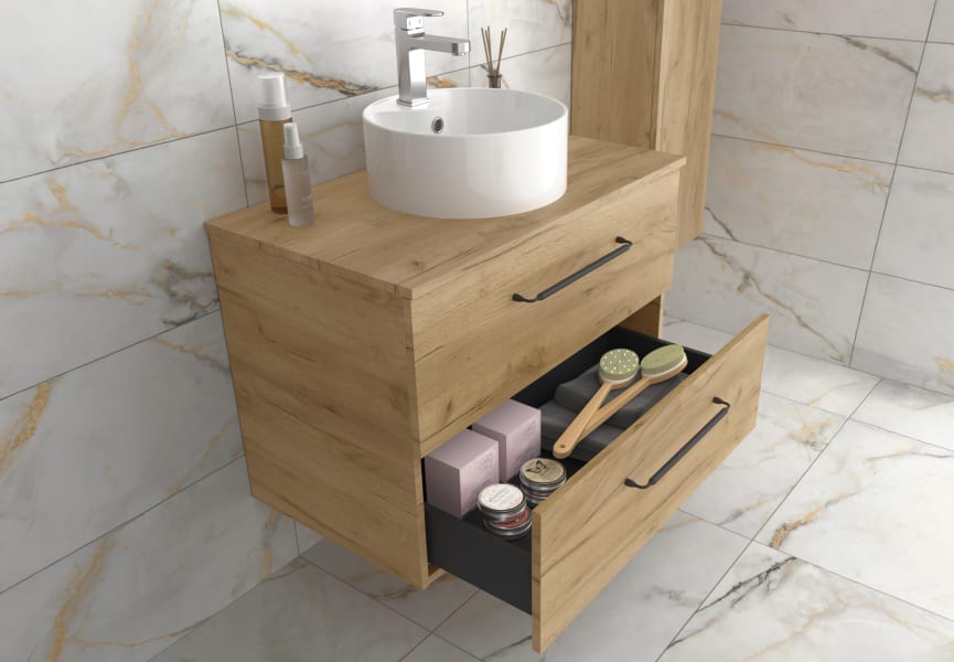 Meuble de salle de bains Morai Salgar avec ensemble de lavabos détail 1