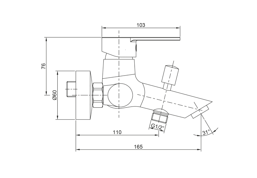 Robinet de baignoire GME Iony croquis 1