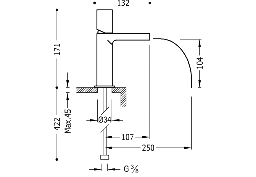 Robinet de lavabo Loft Tres croquis 2