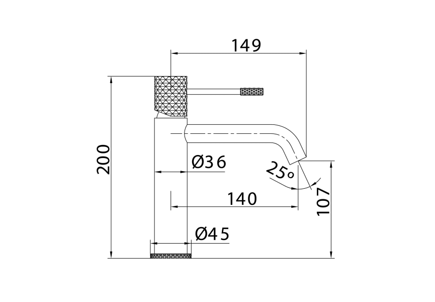 Pack Robinet de lavabo à bec haut Genova Imex + bonde click-clack croquis 6