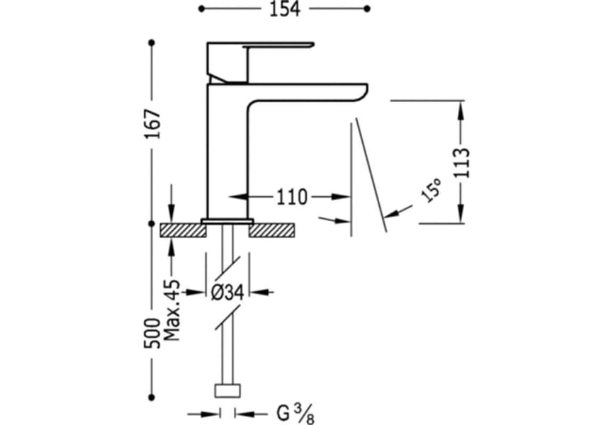 Robinet de lavabo Loft Tres croquis 1