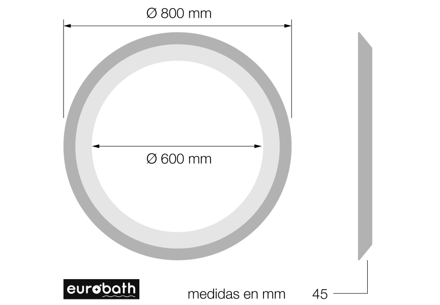 Miroir de salle de bains avec éclairage LED Bahia par Eurobath croquis 7