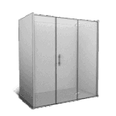 1 fixe + 2 pliants (fermeture contre la vitre fixe)