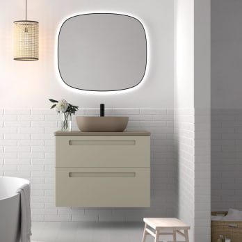Meuble de salle de bains avec ensemble lavabo et plan de toilette microtec Paris Avila Dos