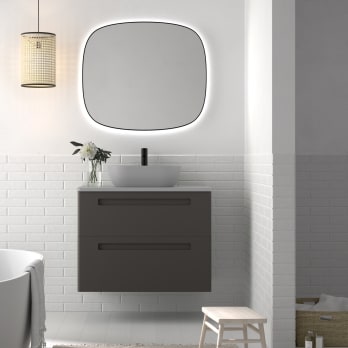 Meuble de salle de bains avec ensemble lavabo et plan de toilette microtec Paris Avila Dos