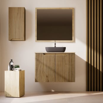 Meuble de Salle de Bain en Bois Massif sur Mesure avec Plan Vasque Alpes 14 Bruntec