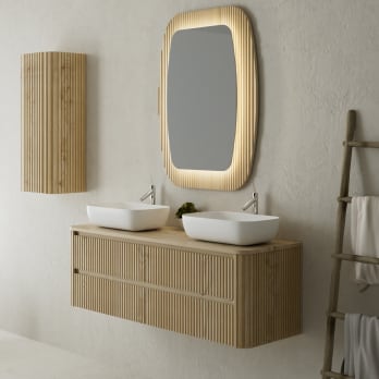 Meubles de salle de bains avec plan de toilette en bois massif Baviera Bruntec