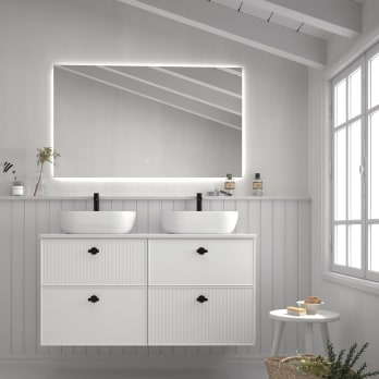 Meuble de salle de bains avec plan de toilette Microtec White Avila Dos
