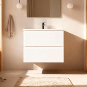Ensemble de meuble de salle de bain compact Nivo Bruntec 2 tiroirs suspendus