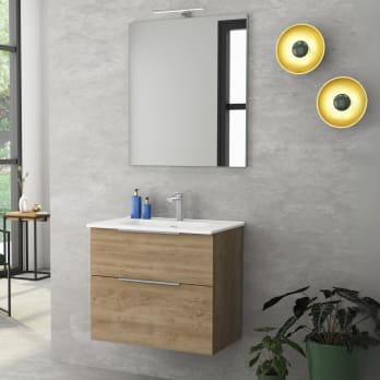 Ensemble meuble de salle de bains à faible profondeur 39 cm avec poignée chromée Comet Coycama