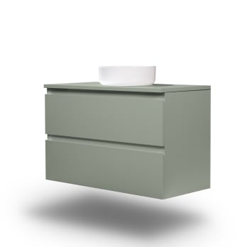 Meuble de salle de bains MDF laqué avec plan de toilette en bois Vilma Bruntec