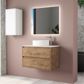 Meuble de salle de bains avec plan de toilette Solid Surface Boston Bruntec