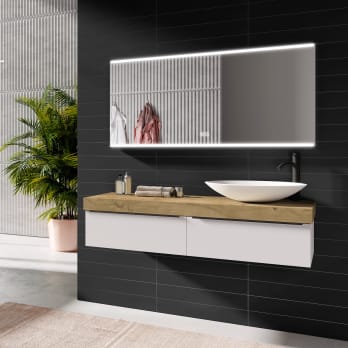 Meuble de salle de bains avec plan de toilette en bois Landes Coycama