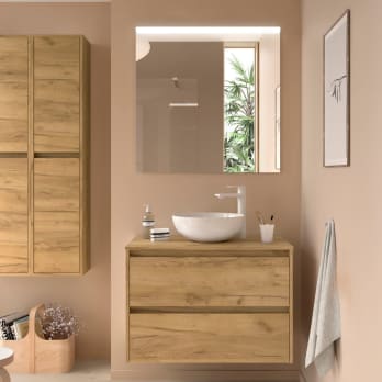 Meubles de salle de bains avec plan de toilette en bois Noja Salgar
