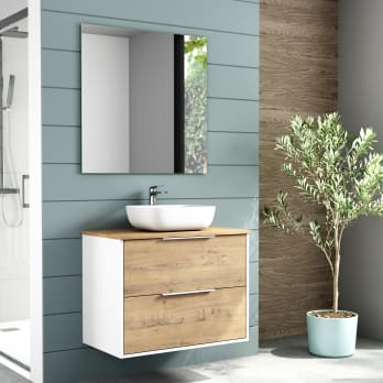 Meuble de salle de bains avec plan de toilette en bois Duox Bruntec