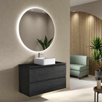 Meuble de salle de bains avec plan de toilette en bois Roma Bruntec