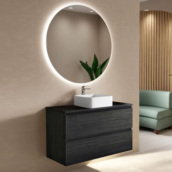 Meuble de salle de bains avec plan de toilette en bois Roma Bruntec