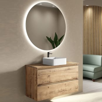 Meuble de salle de bains avec plan de toilette en bois Roma Bruntec