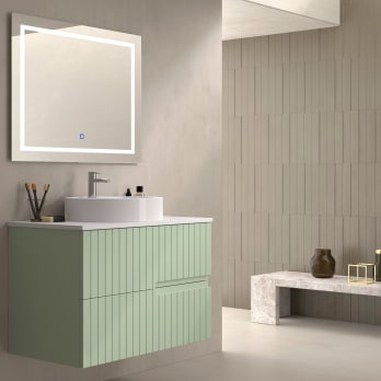 Meuble de salle de bains avec plan de toilette en pierre compacte blanc Ebi Bruntec couleurs