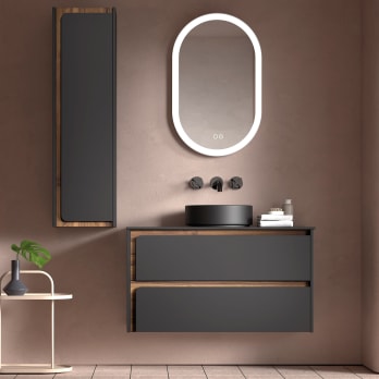 Meuble de salle de bains avec plan de toilette en bois Indico Viso